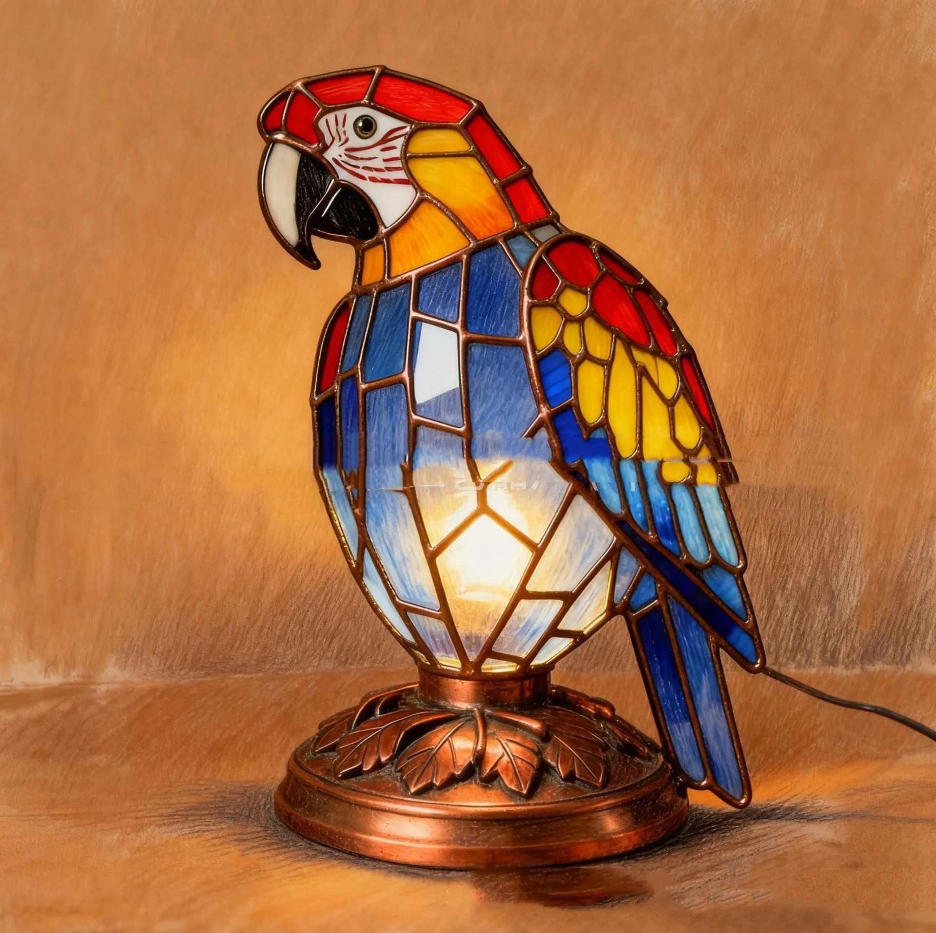 European-style small bird night lamp with USB power, 16x14x8 cm, in yellow bird colour