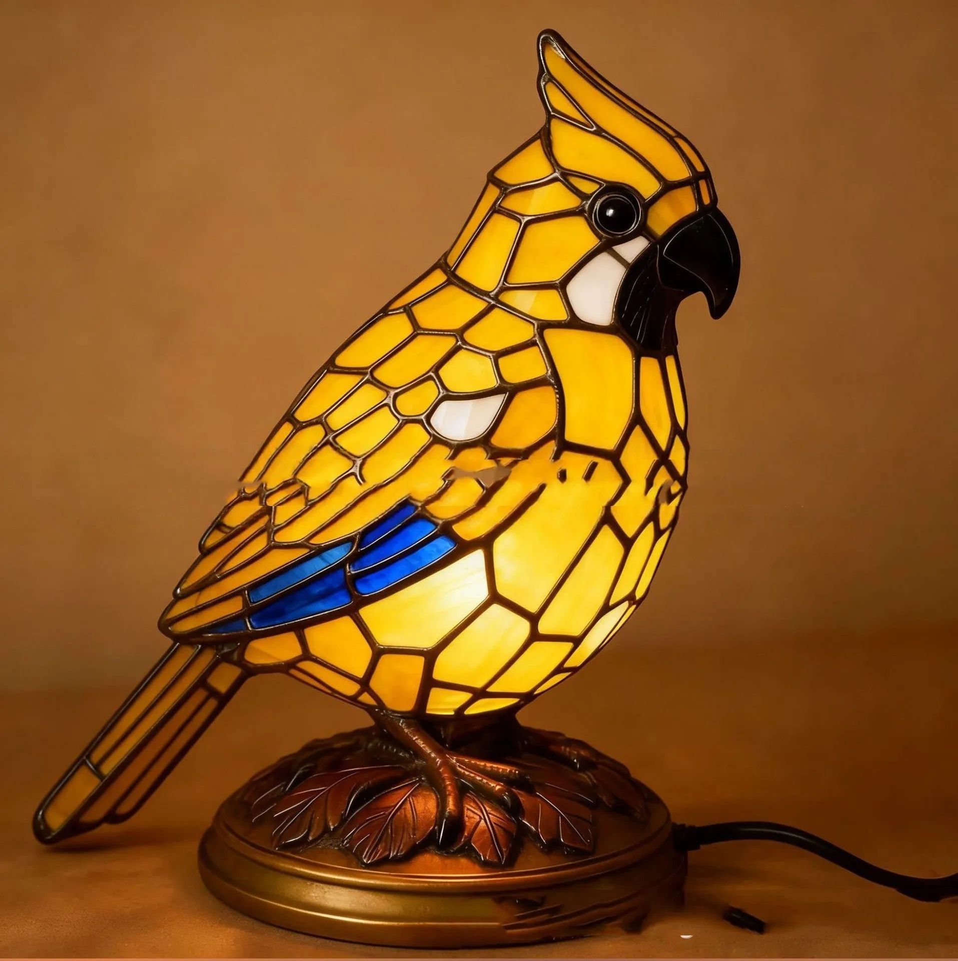 European-style small bird night lamp with USB power, 16x14x8 cm, in yellow bird colour