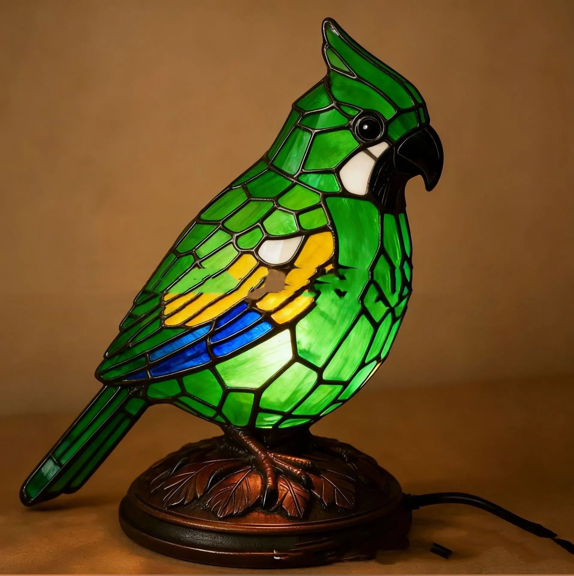 European-style small bird night lamp with USB power, 16x14x8 cm, in yellow bird colour