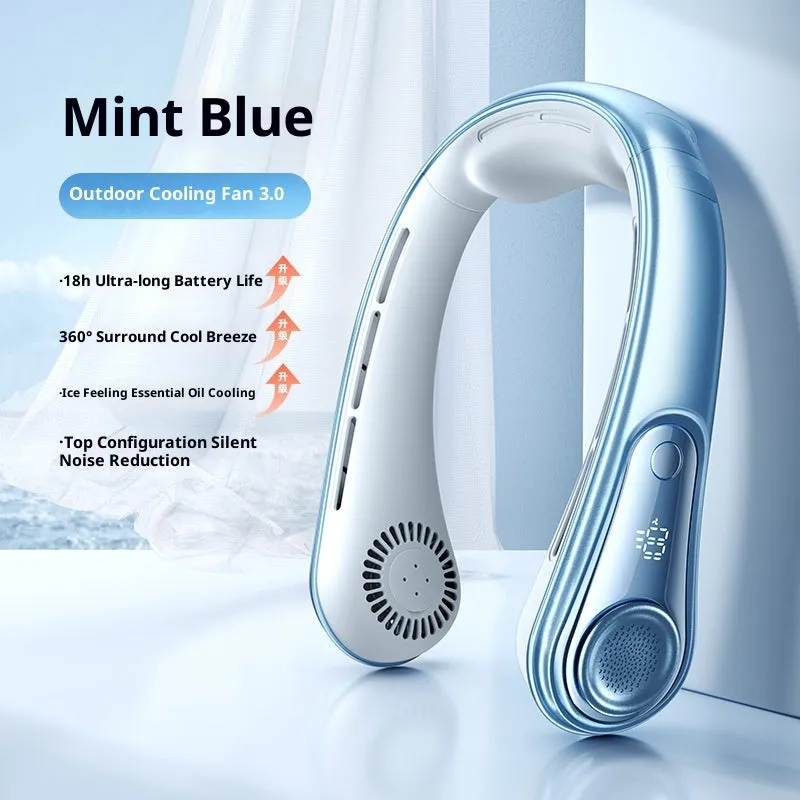 Joyroom hanging neck fan USB rechargeable brushless motor plastic blades 4 speed modes sherbet silver colour