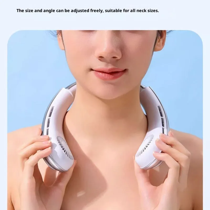 Joyroom hanging neck fan USB rechargeable brushless motor plastic blades 4 speed modes sherbet silver colour