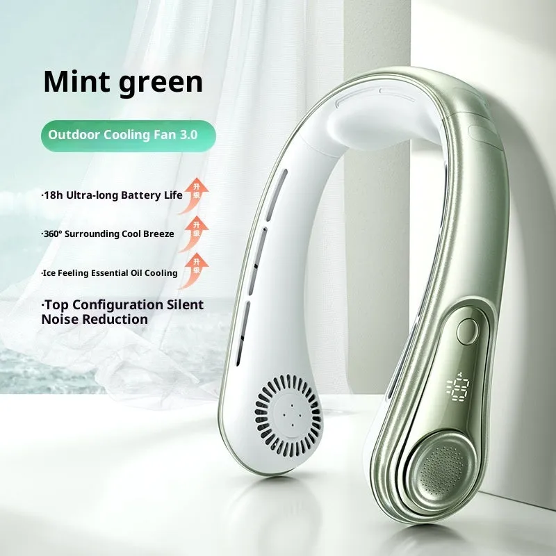 Joyroom hanging neck fan USB rechargeable brushless motor plastic blades 4 speed modes sherbet silver colour
