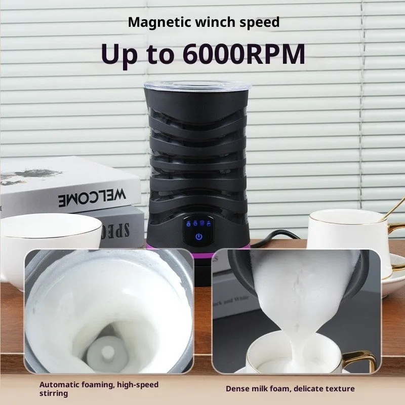 Magnetic small electric stirring milk frother 430ml 304 stainless steel touch operation white EU plug
