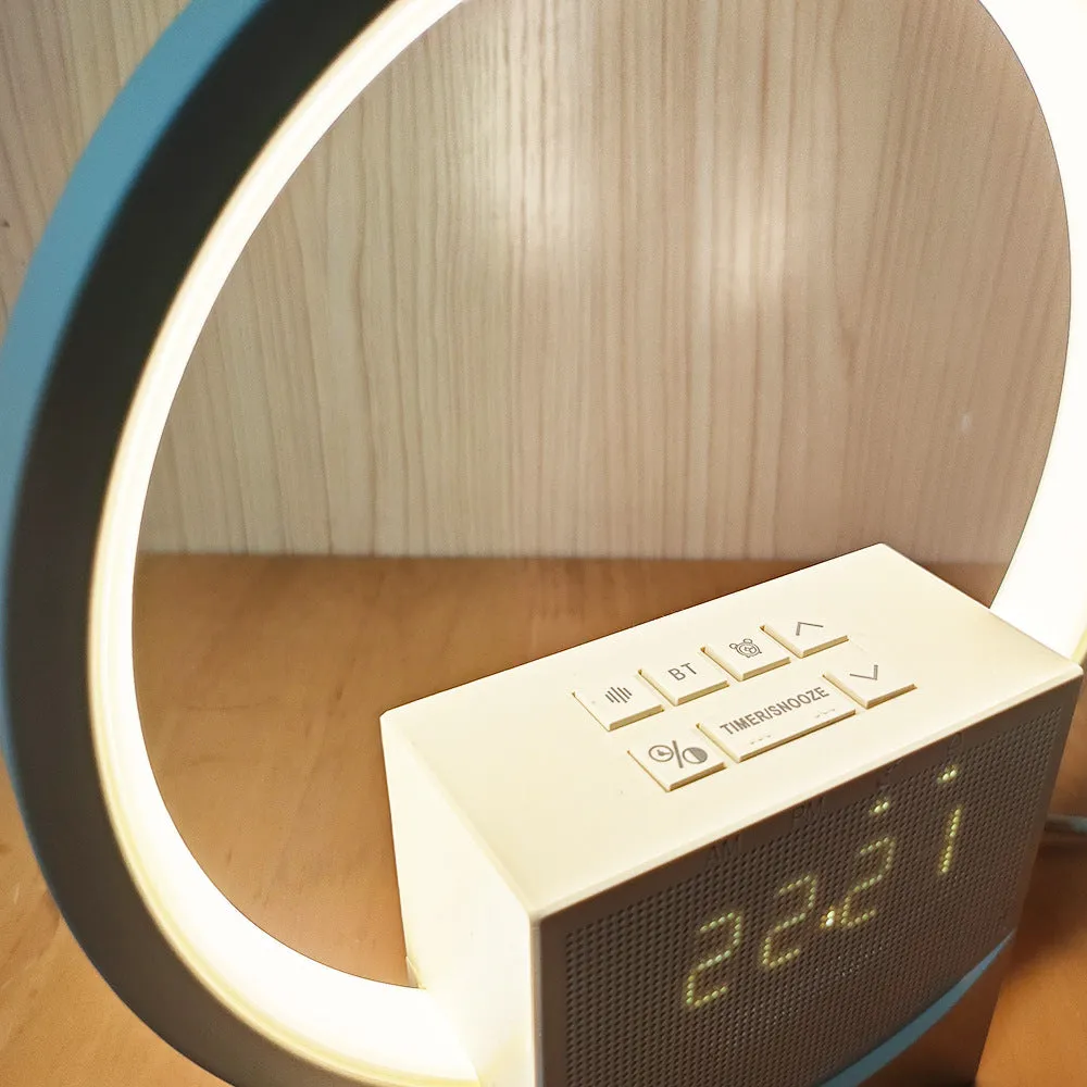 White noise sleep light with touch wake and simulated sunrise alarm, white colour, 200mm by 48mm by 220mm