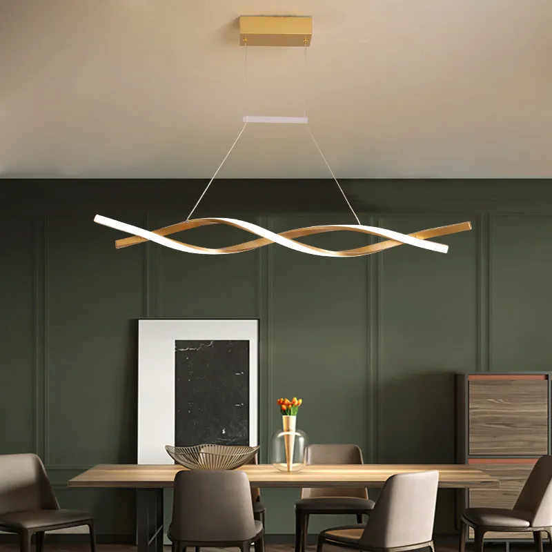 Nordic modern minimalist LED pendant light in gold finish with 32W, for living or dining room