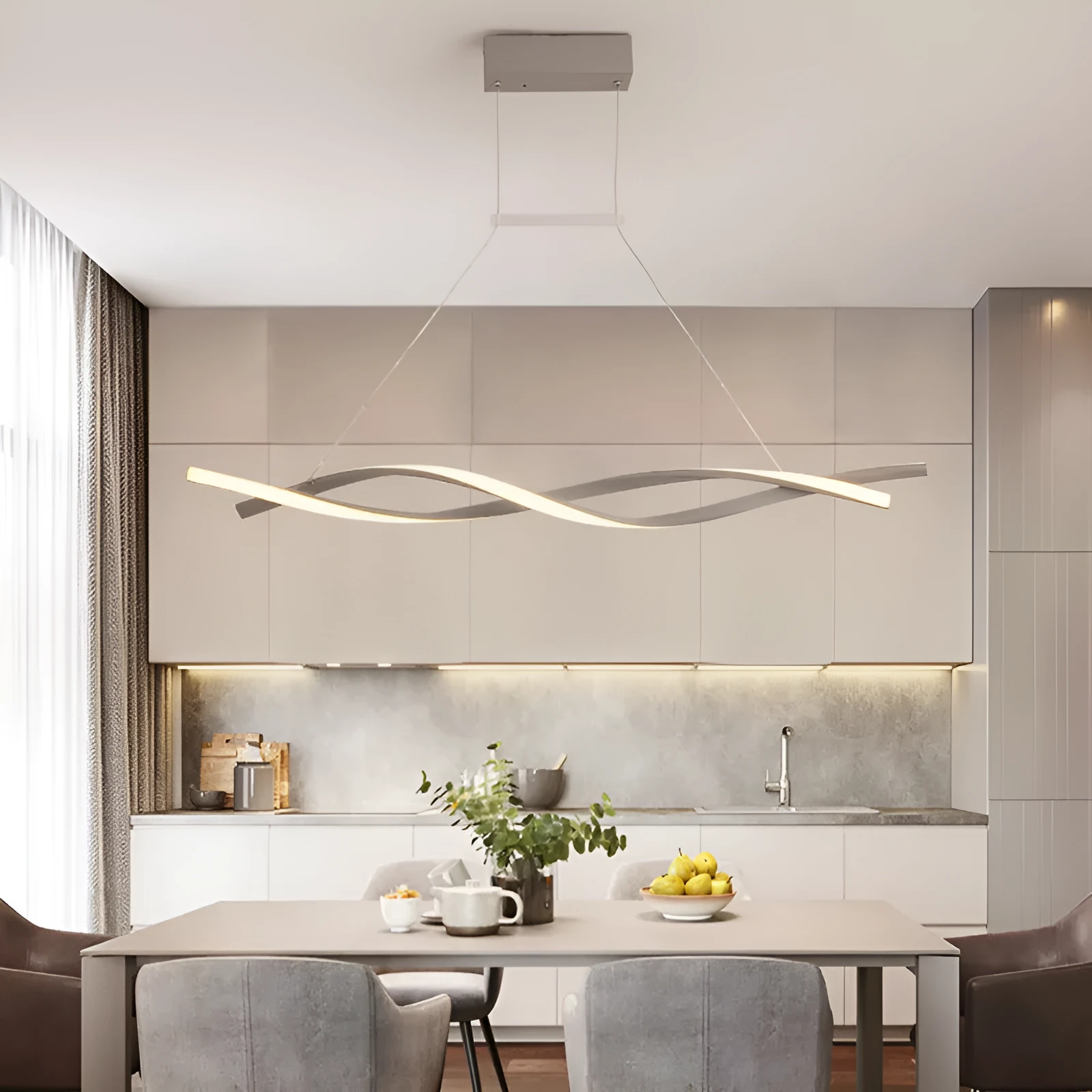 Nordic modern minimalist LED pendant light in gold finish with 32W, for living or dining room