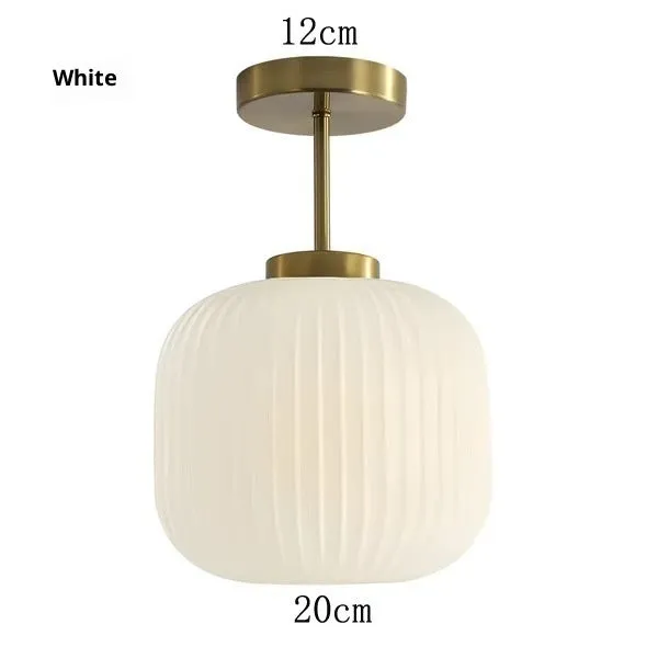 Vintage stripe glass ceiling lamp in cognac colour for living room or restaurant