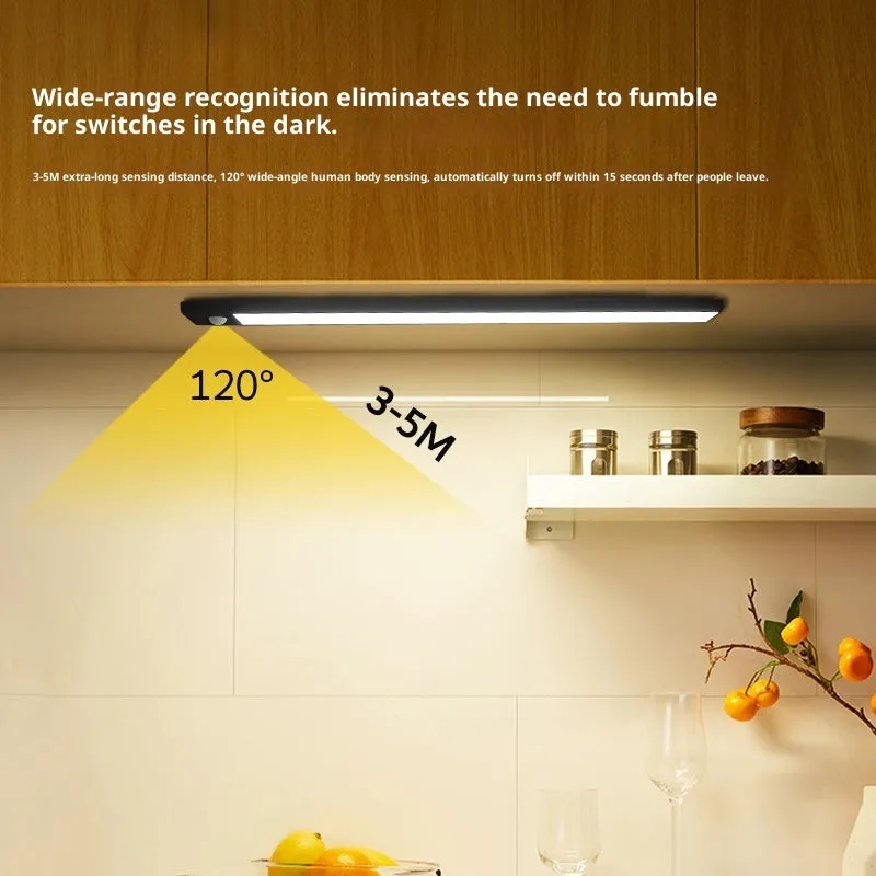 Smart LED strip human sensor light in silver, 30cm, with magnetic and self-adhesive mount for wardrobes