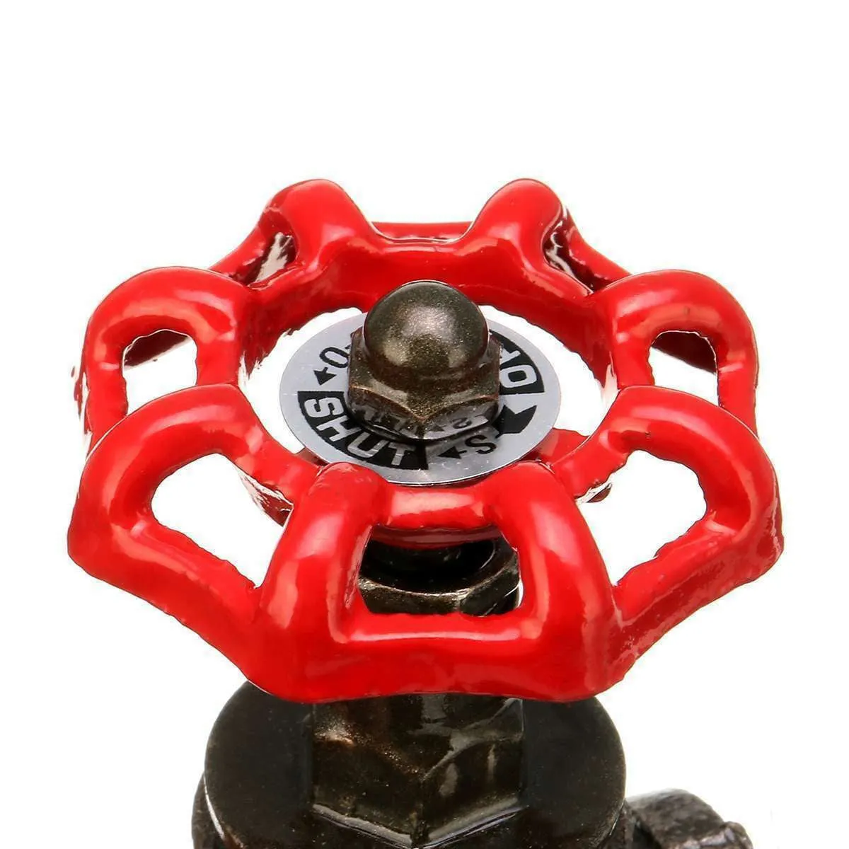 Steampunk grey copper tee valve with red toggle switch and 3/4 inch threaded connections