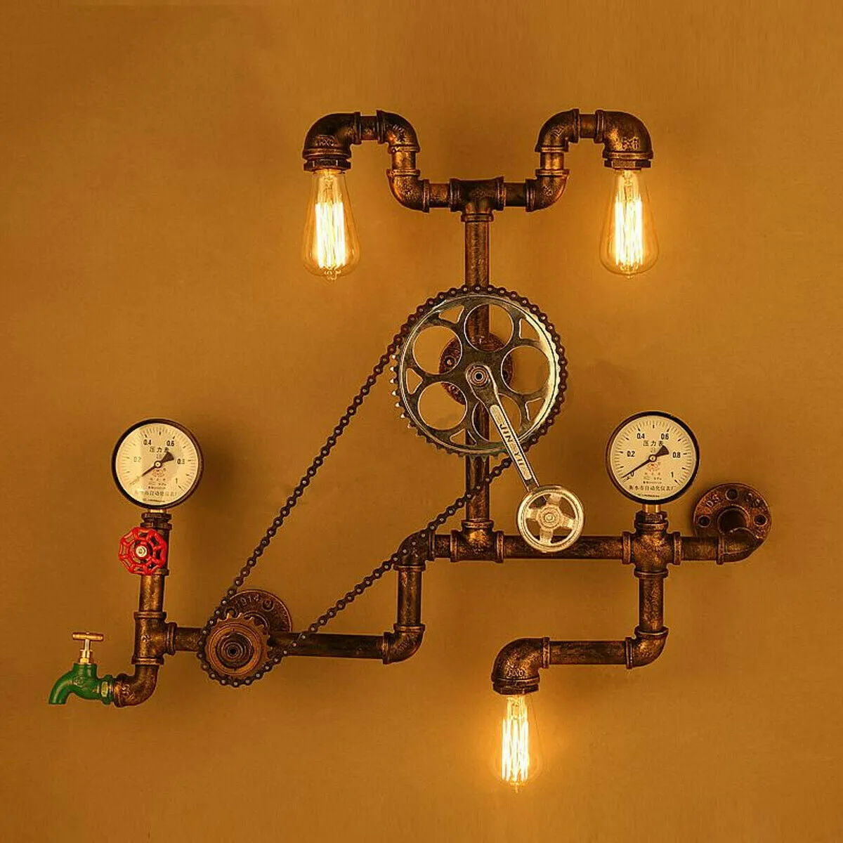 Steampunk grey copper tee valve with red toggle switch and 3/4 inch threaded connections