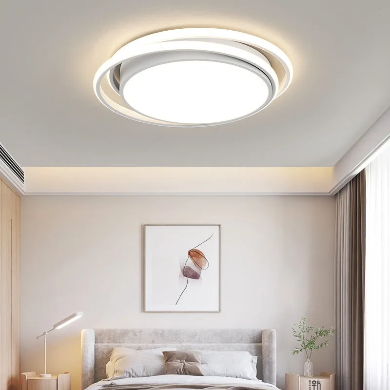 Modern minimalist LED ceiling light with tri-colour dimming in white finish for living room