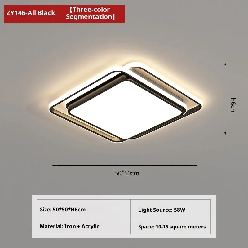Modern minimalist LED ceiling light with tri-colour dimming in white finish for living room