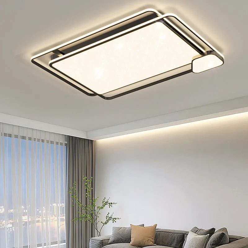 Modern minimalist LED ceiling light with tri-colour dimming in white finish for living room