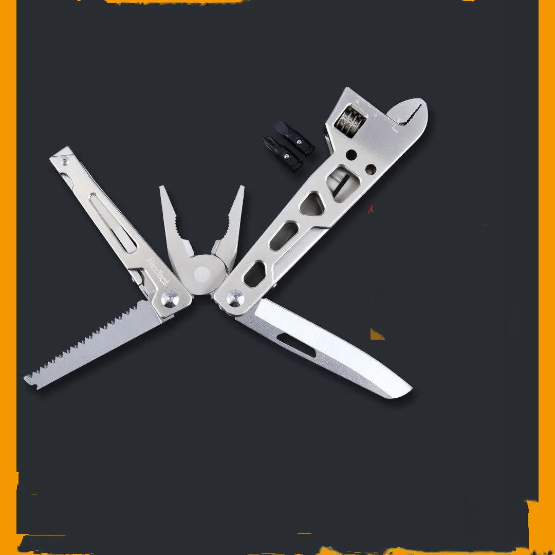 White stainless steel multi-function wrench knife needle nose pliers tool with 8cm blade