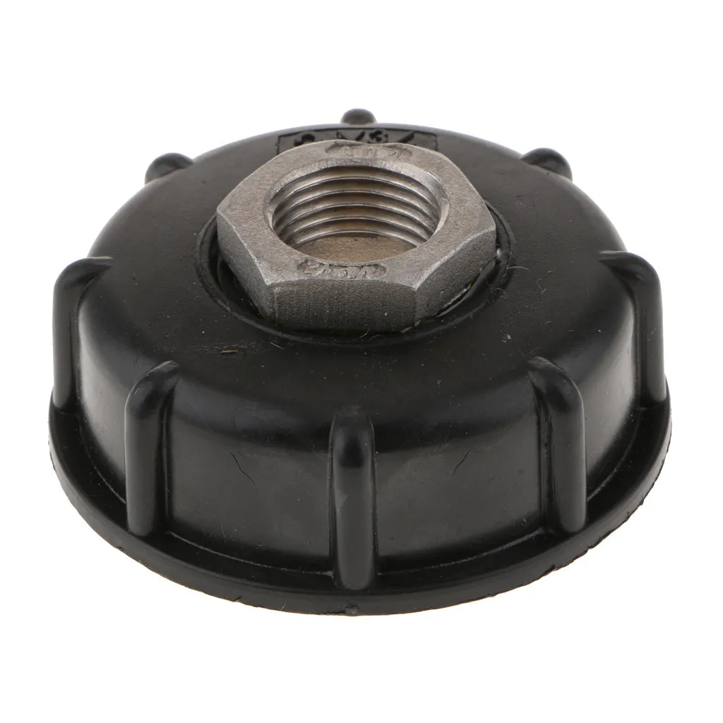Black variable diameter ton barrel valve connector with stainless steel and PP construction for chemical barrels