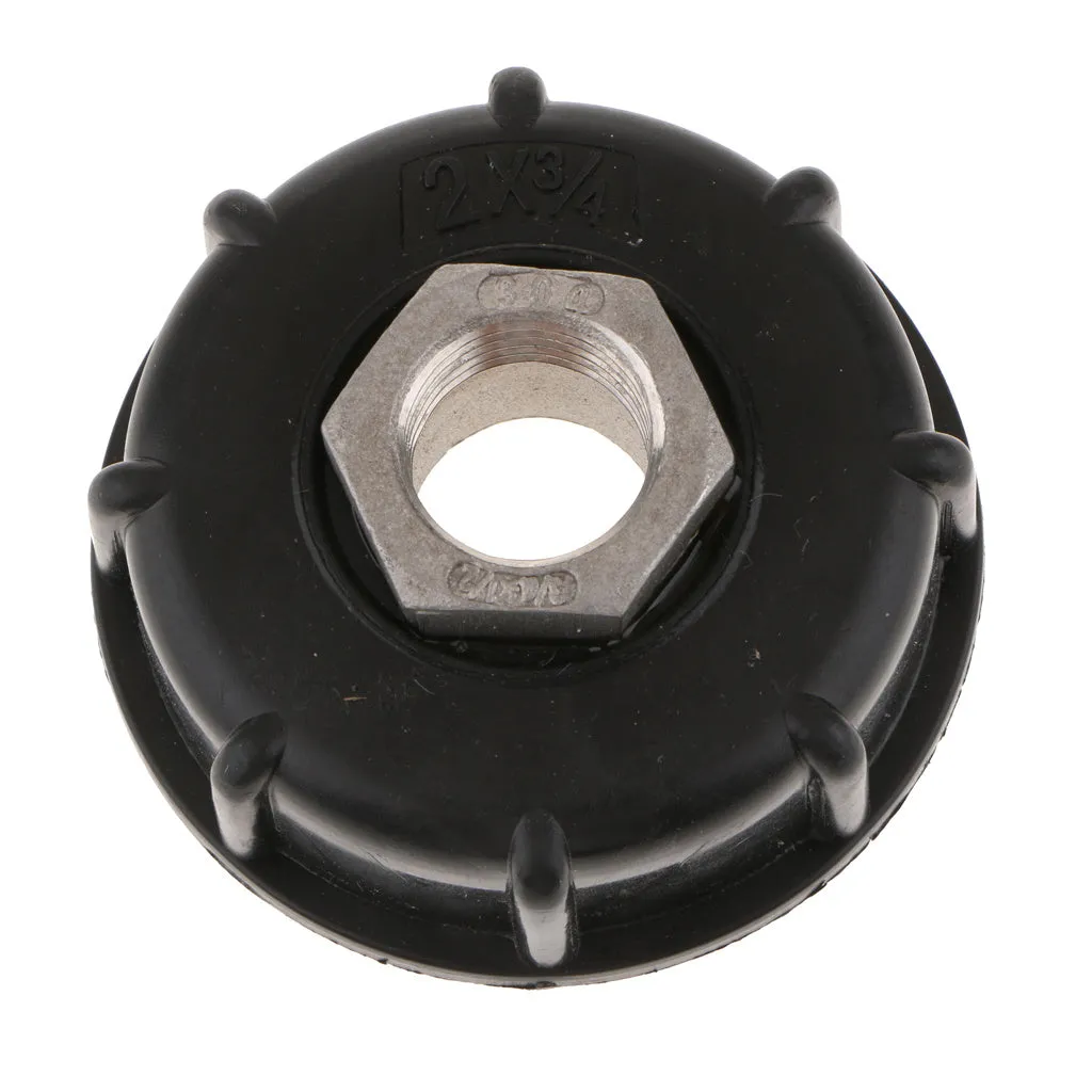 Black variable diameter ton barrel valve connector with stainless steel and PP construction for chemical barrels