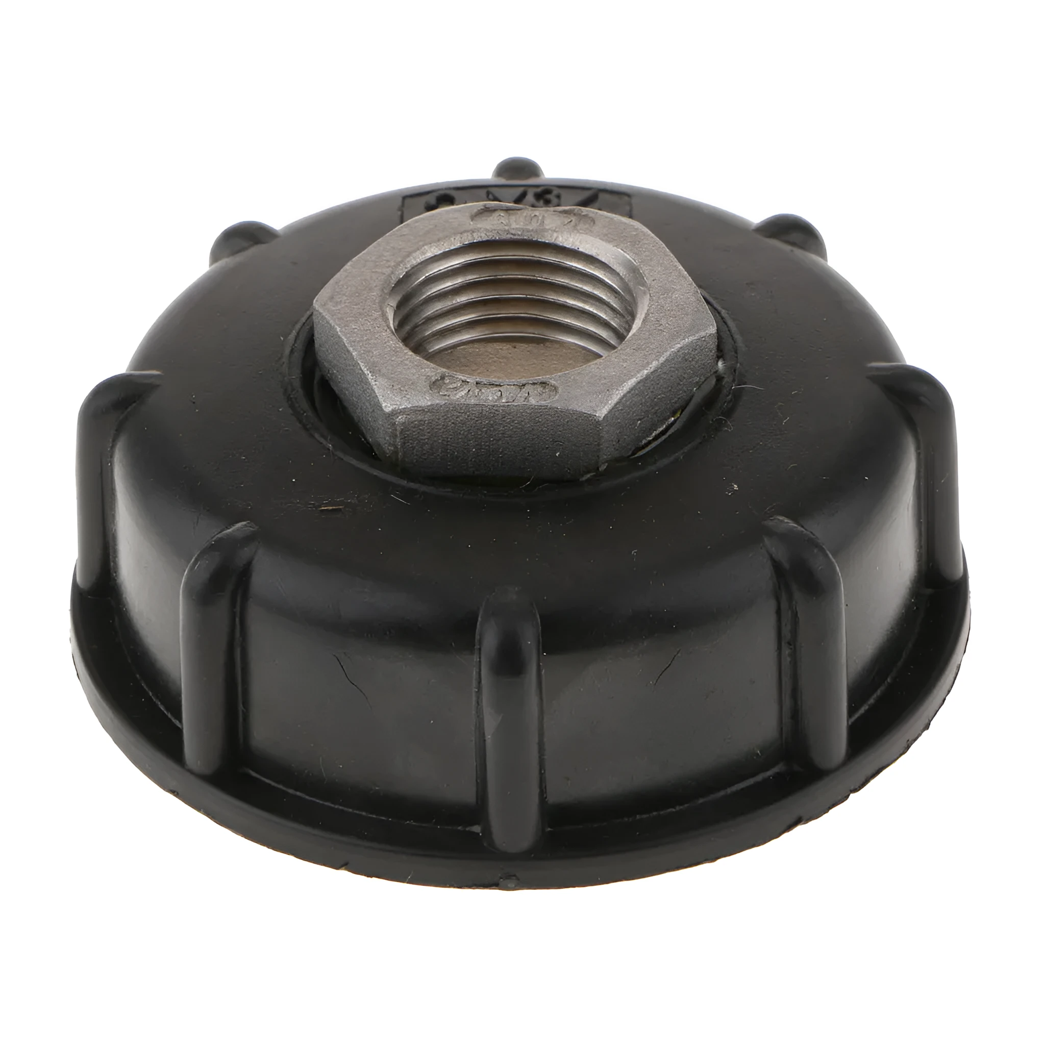 Black variable diameter ton barrel valve connector with stainless steel and PP construction for chemical barrels