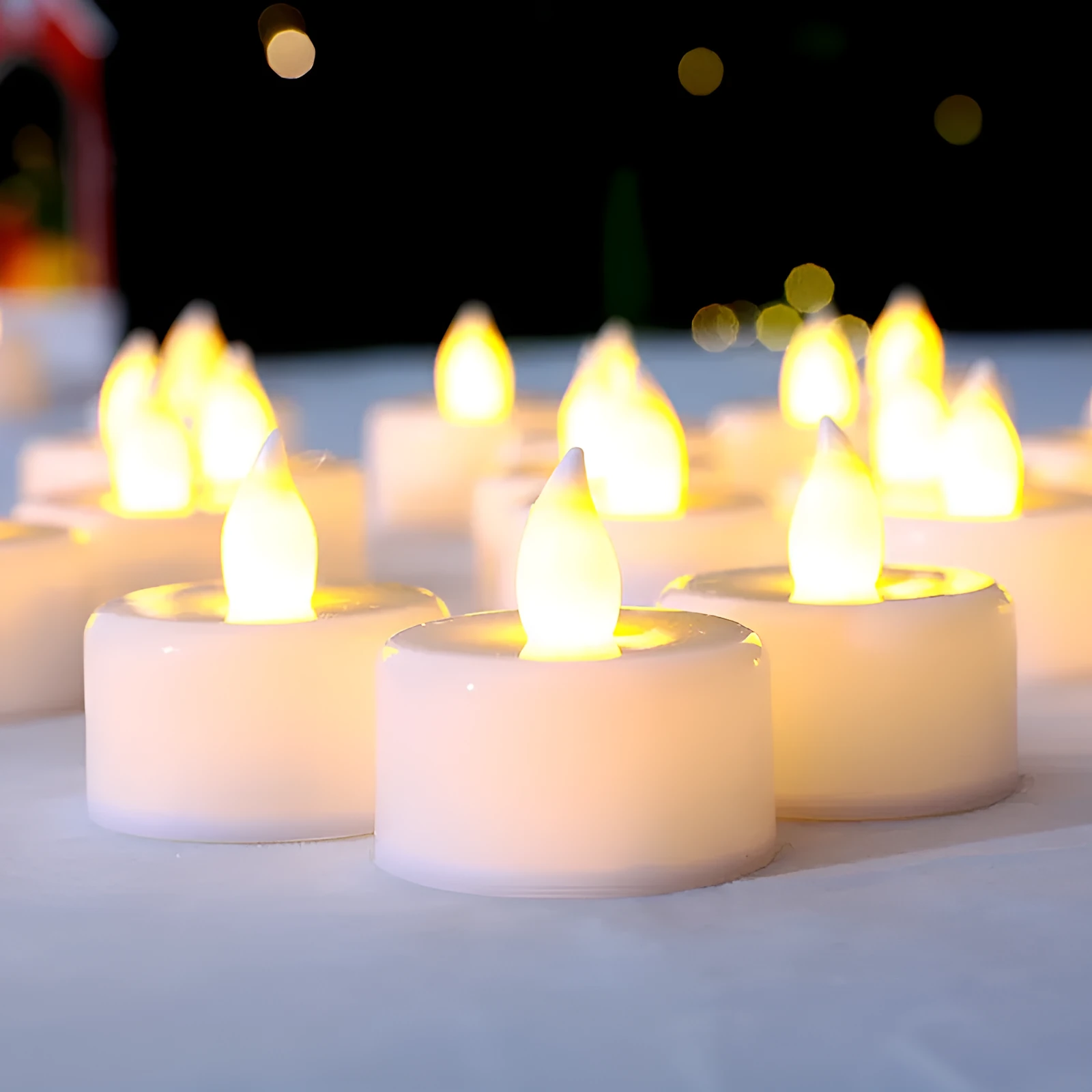 Plastic electronic candle warm light cylinder shape – orange colour option