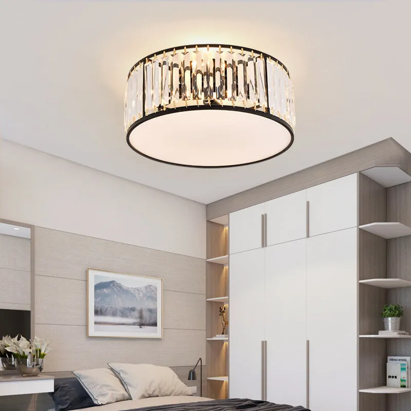 Modern crystal ceiling lamp in golden finish on ceiling
