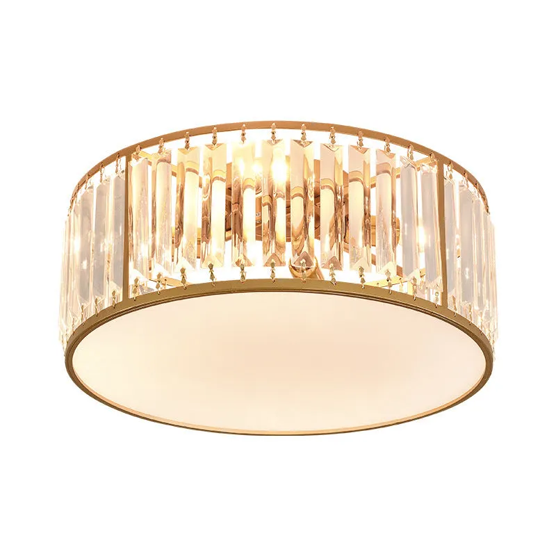 Modern crystal ceiling lamp in golden finish on ceiling