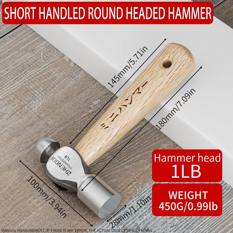Mini claw hammer with wooden handle and high carbon steel head on a workbench
