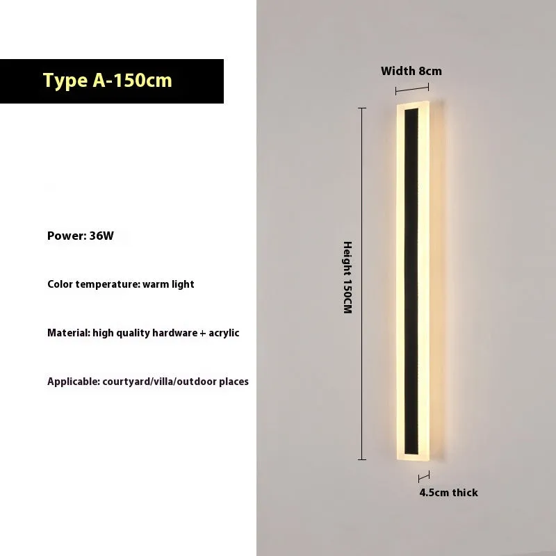 Outdoor LED strip wall lamp with wrought iron housing, 150cm length, IP65 waterproof rating