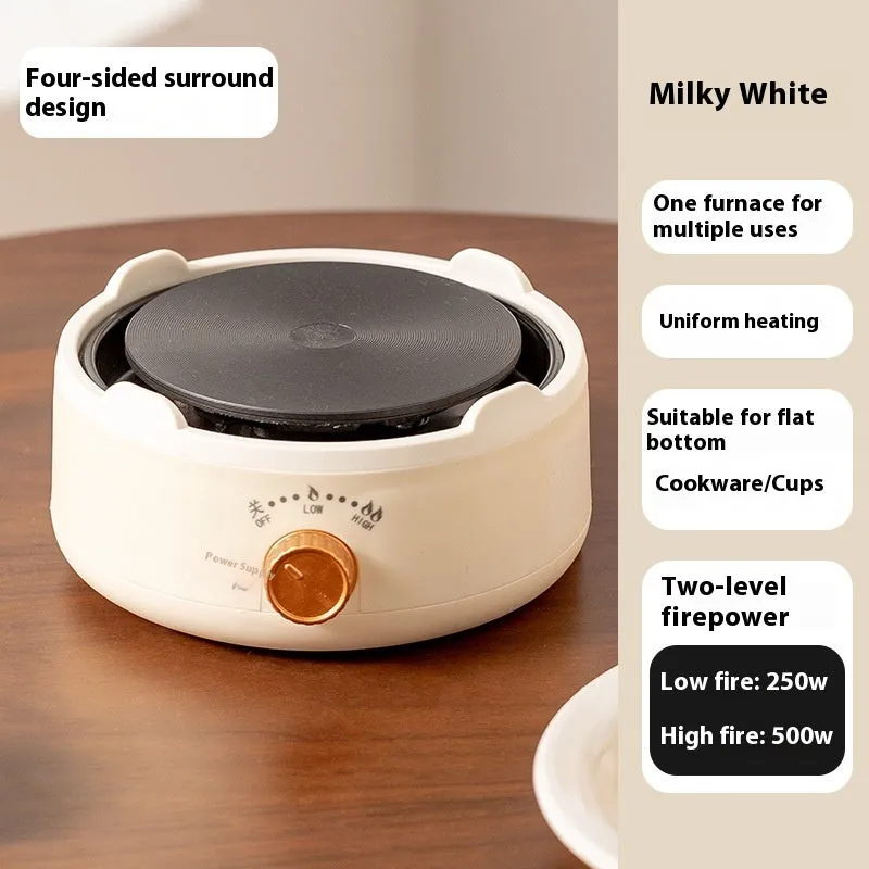 700W electric ceramic stove heating base in beige with black border and knob control