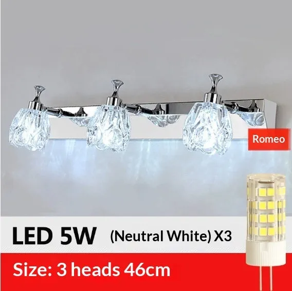 Mirror front bathroom wall lamp with double head, warm light, white finish
