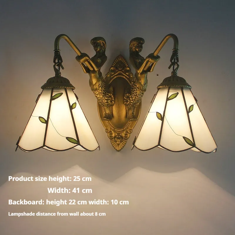 Oval mermaid bathroom mirror light with white finish, LED compatible wall lamp for vanity