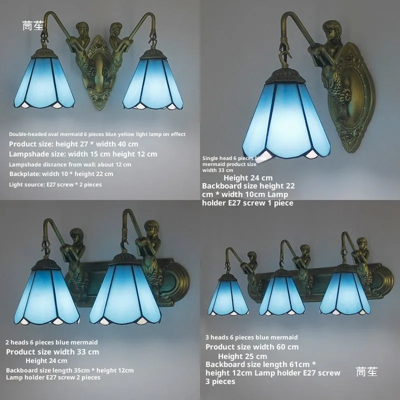 Oval mermaid bathroom mirror light with white finish, LED compatible wall lamp for vanity