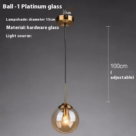Modern round glass ball chandelier ceiling light in Nordic style with spherical shades.