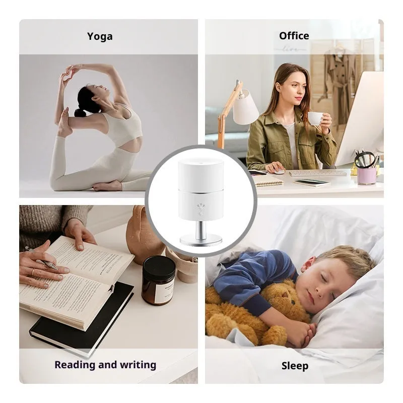 Desk lamp humidifier with ultrasonic silent night light, plastic body, white finish, 0.5L tank
