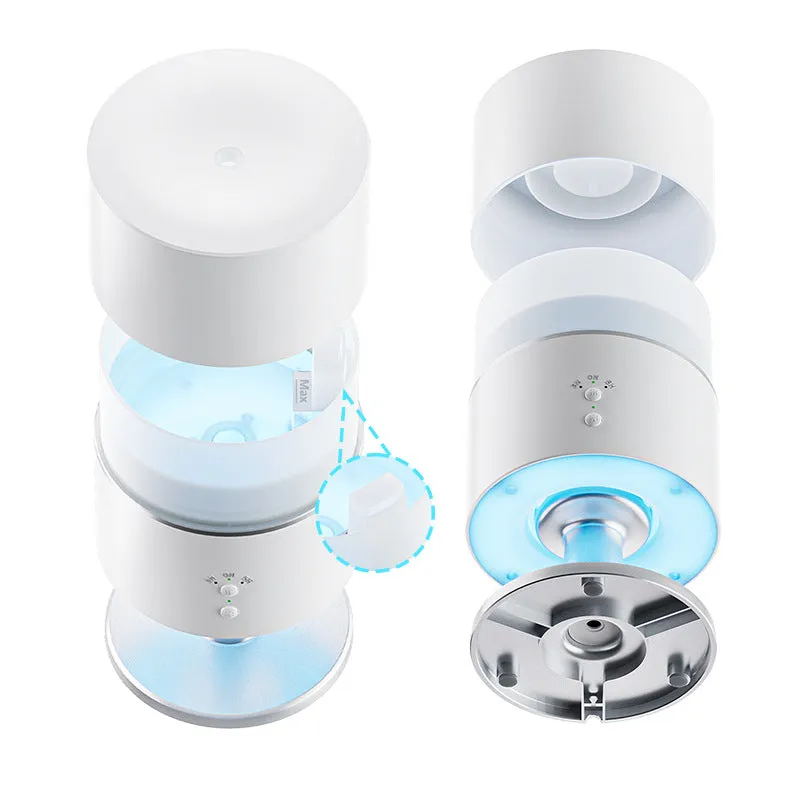 Desk lamp humidifier with ultrasonic silent night light, plastic body, white finish, 0.5L tank