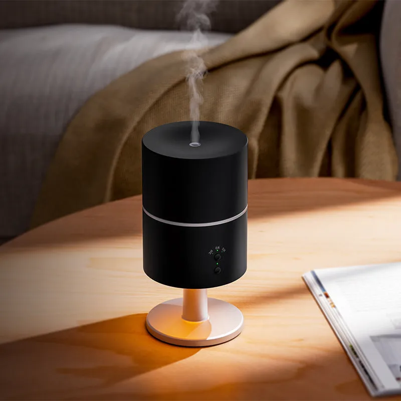 Desk lamp humidifier with ultrasonic silent night light, plastic body, white finish, 0.5L tank