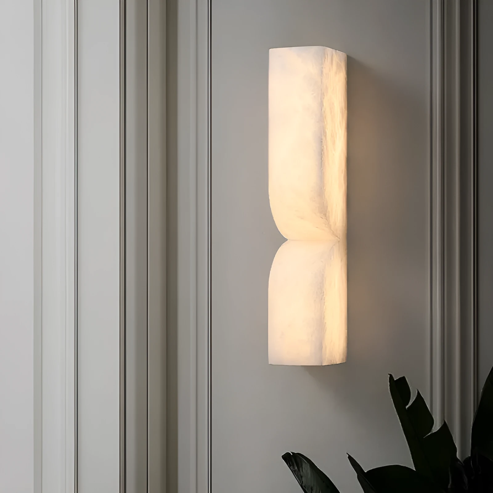 Modern Nordic wall lamp strip with copper construction emitting warm light