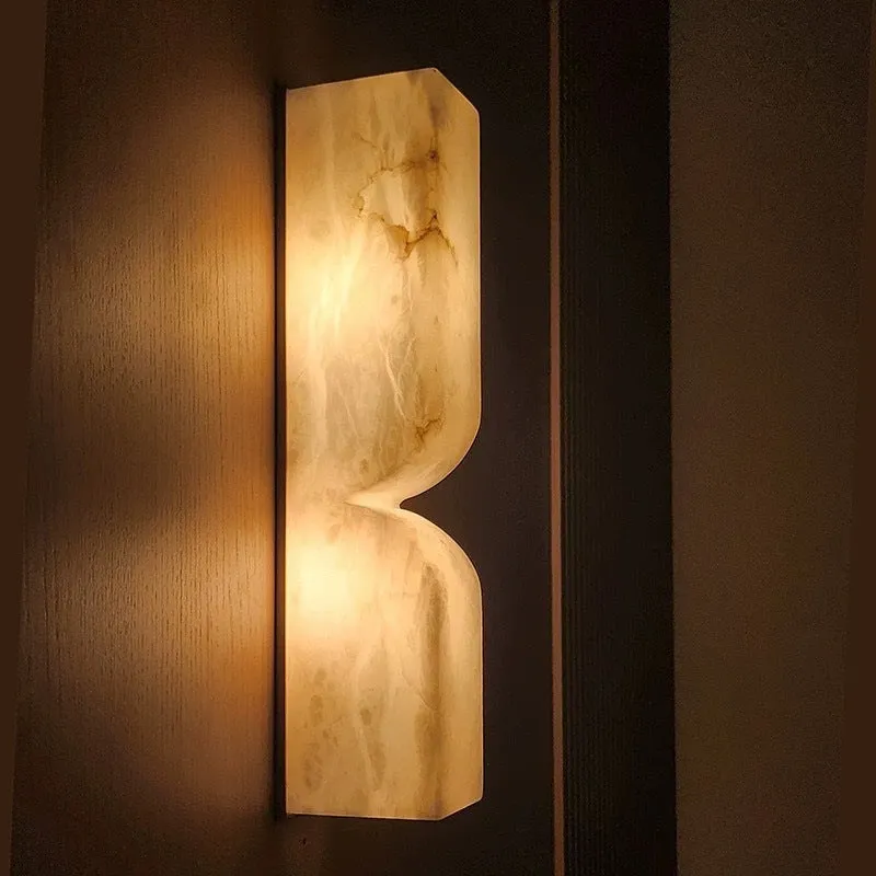 Modern Nordic wall lamp strip with copper construction emitting warm light