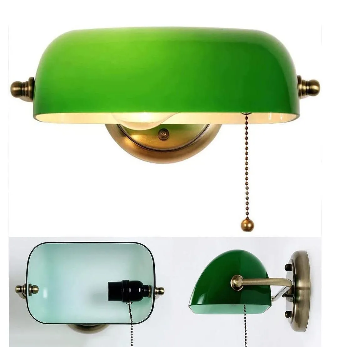 Creative Home American retro decorative wall light in antique blue finish with glass shade