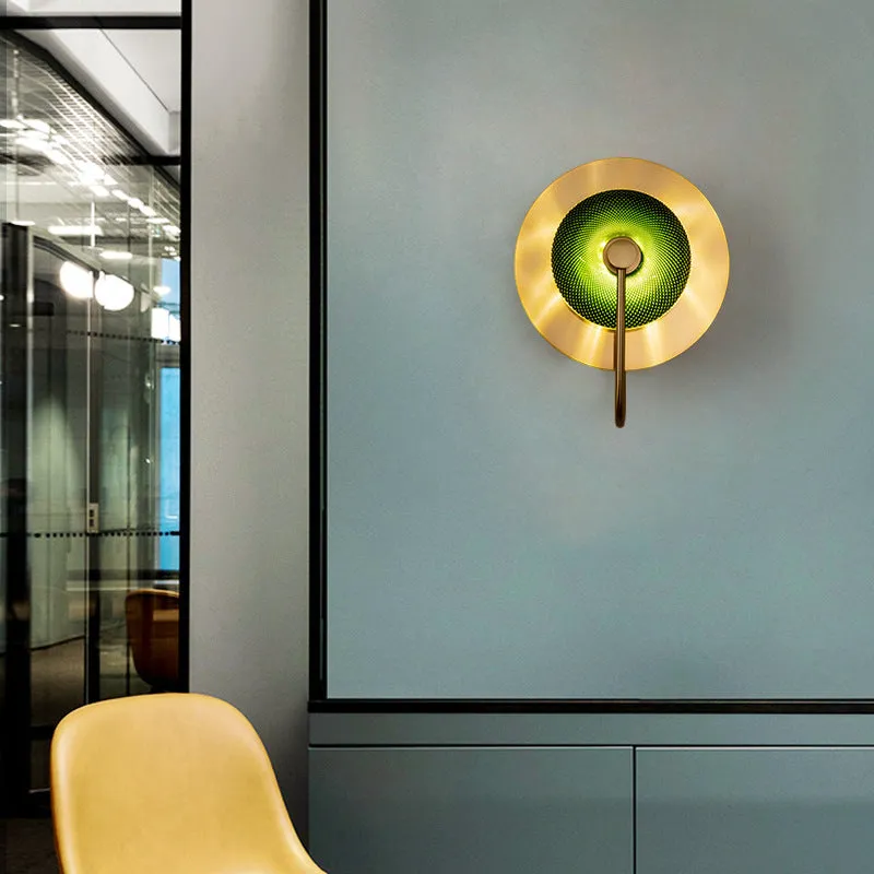 Modern simplicity wall lamp with clear glass shade on wall in living room background