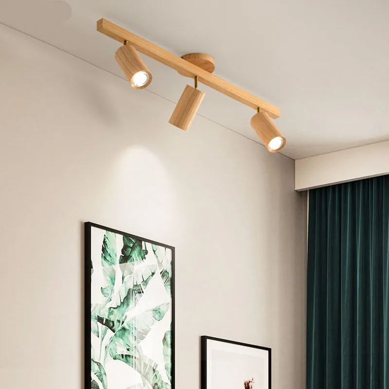 Modern minimalist log style 3-head spotlight living room lamp with LED neutral light