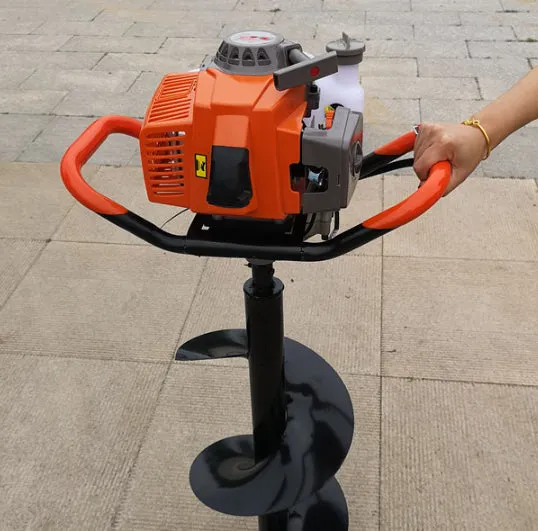 Portable single-person gasoline-powered fruit tree fertilization digging machine with hole digger attachment