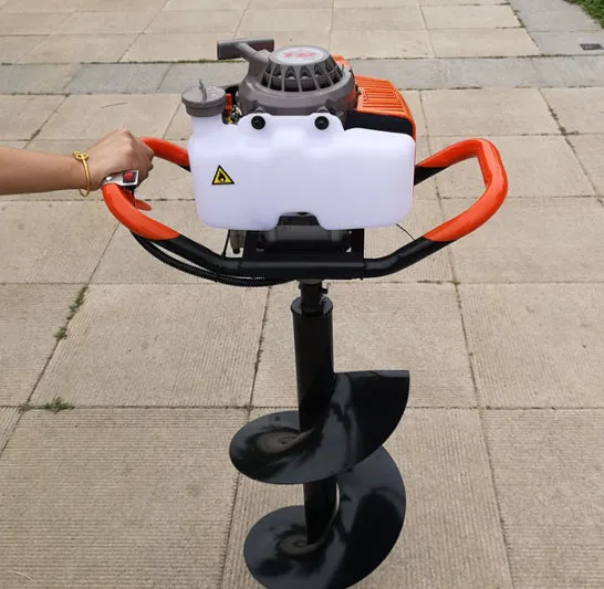 Portable single-person gasoline-powered fruit tree fertilization digging machine with hole digger attachment