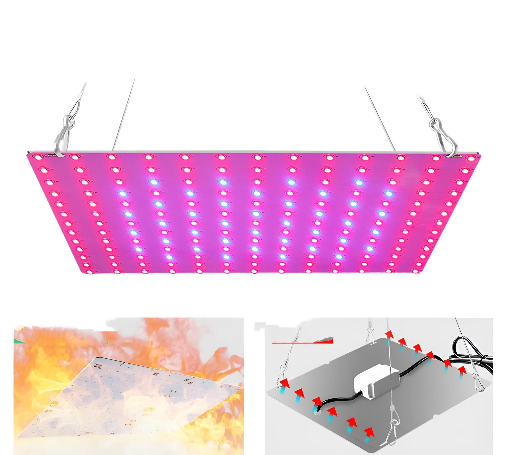 D-section aluminium LED plant grow light with hanging hook for indoor vegetable gardening
