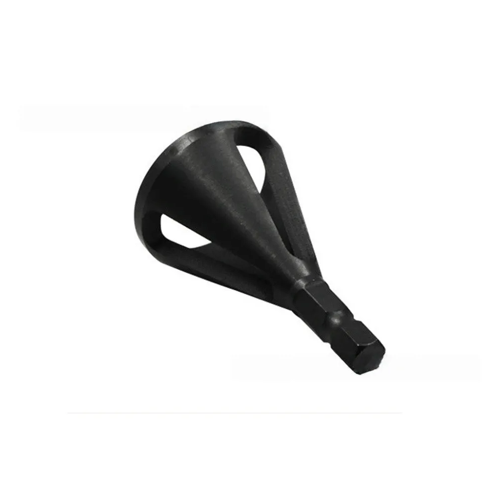 High-speed steel hexagonal three-groove deburring tool for drill bits in black finish