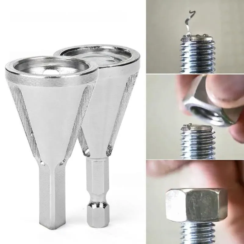 High-speed steel hexagonal three-groove deburring tool for drill bits in black finish