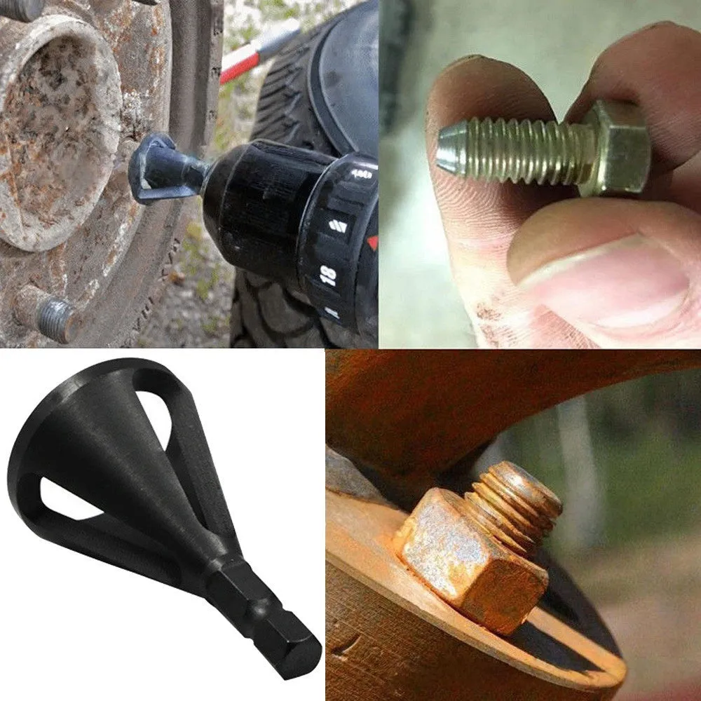 High-speed steel hexagonal three-groove deburring tool for drill bits in black finish