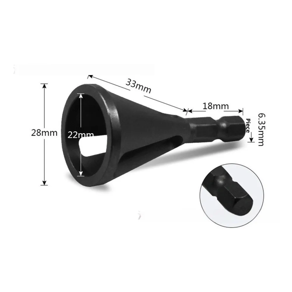 High-speed steel hexagonal three-groove deburring tool for drill bits in black finish