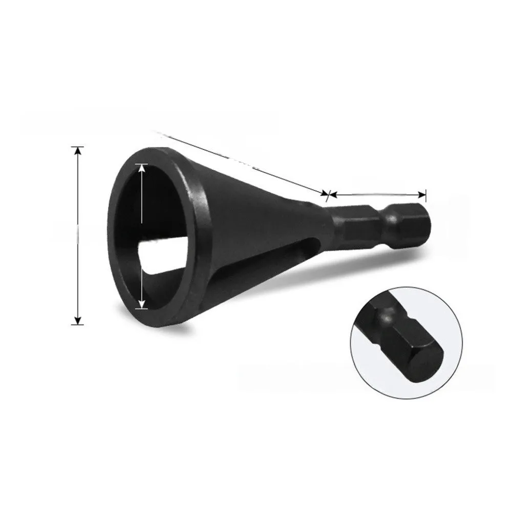 High-speed steel hexagonal three-groove deburring tool for drill bits in black finish