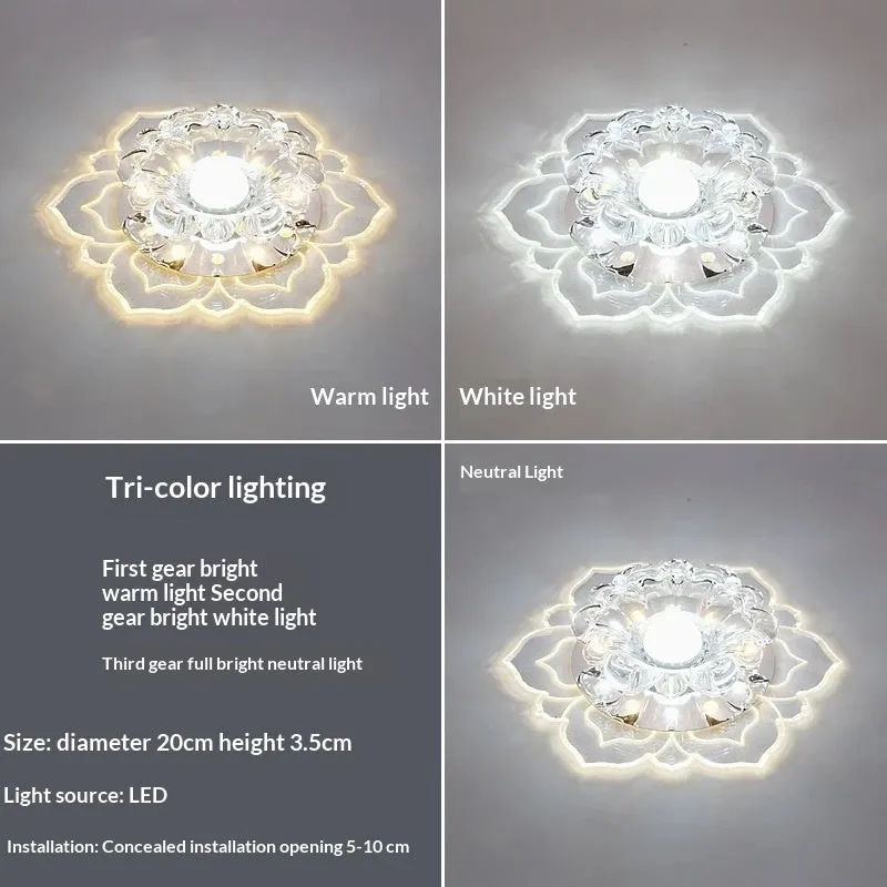Modern minimalist round crystal ceiling lamp for corridor with 11W colourful light options
