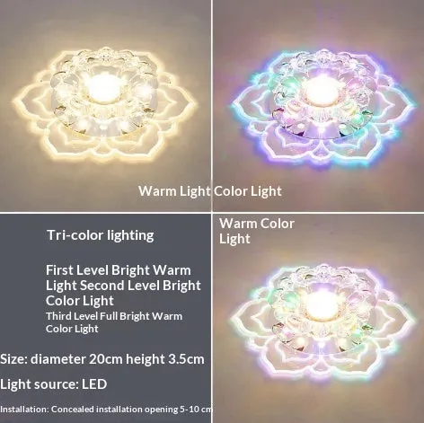 Modern minimalist round crystal ceiling lamp for corridor with 11W colourful light options