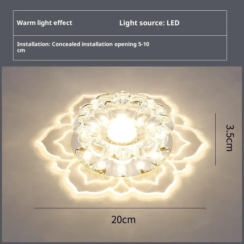 Modern minimalist round crystal ceiling lamp for corridor with 11W colourful light options